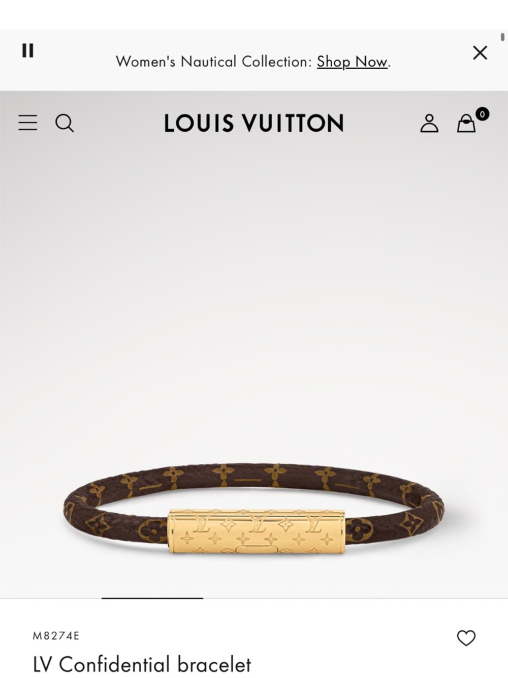Louis Vuitton Leather Cord Bracelet with Gold-Tone Clasp - Brown/Gold - Picture 5 of 5